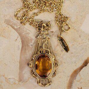 Whiting & Davis Vintage Topaz Necklace Pendant